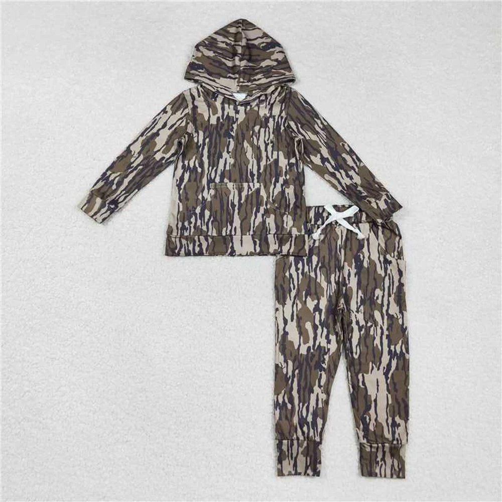 Baby Boys Camouflage Hooded Shirt And Hunting Pants Set