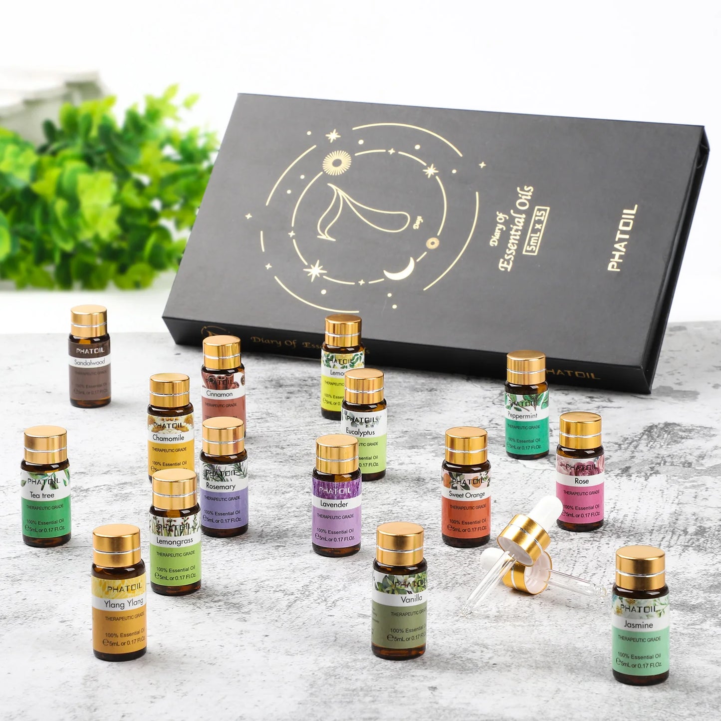 PHATOIL 15 Piece Essential Oils Gift Set Natural Plant Aroma
