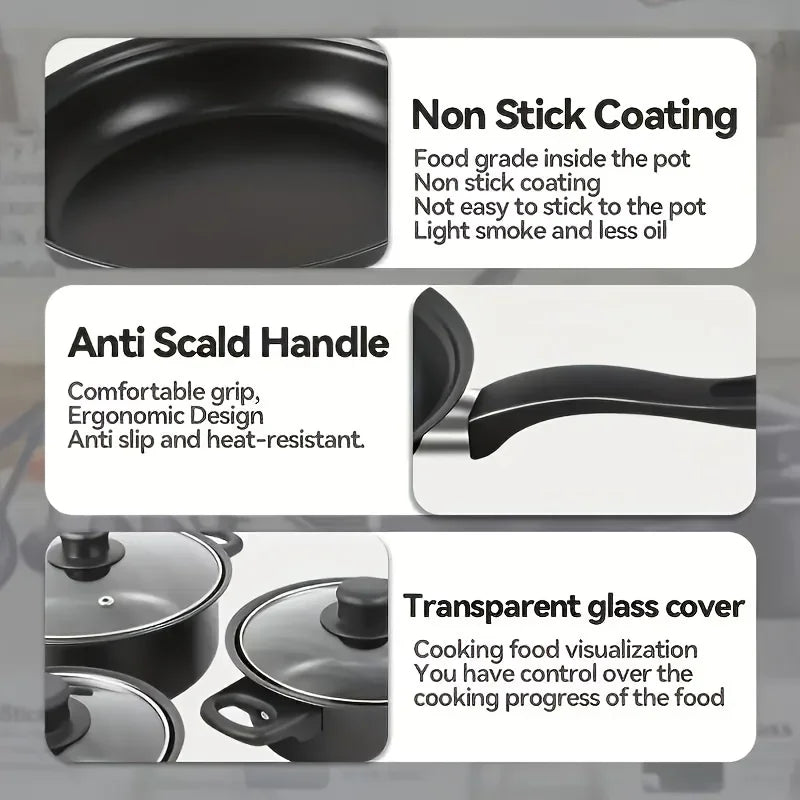 AEHOME 13 Piece Nonstick Cookware Set Induction Compatible Pot Pan