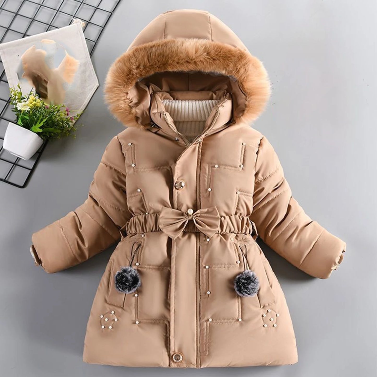 Kids Unisex Fleece-Lined Hooded Sweatshirt Winter Warmth