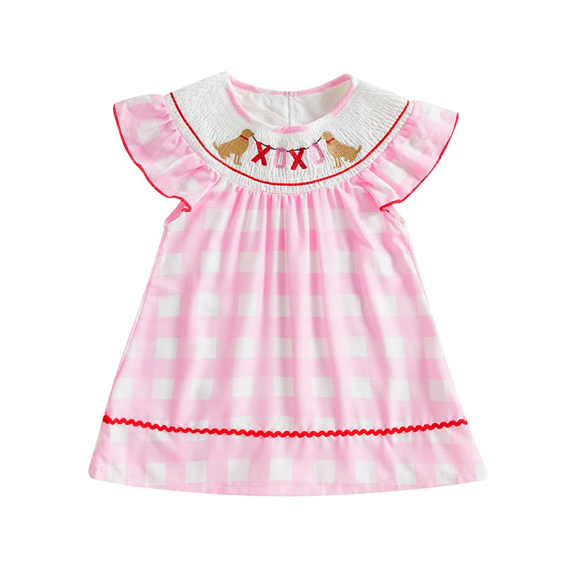 Toddler Girl Sleeveless Plaid Floral Print A Line Dress