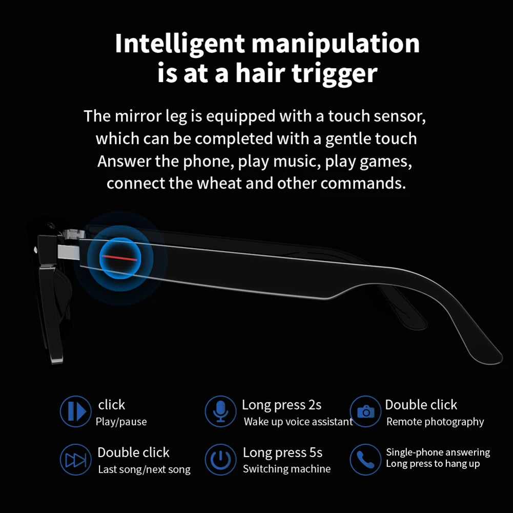 APWIKOGER Smart Glasses AI Voice Assistant Bluetooth Camera Sunglasses