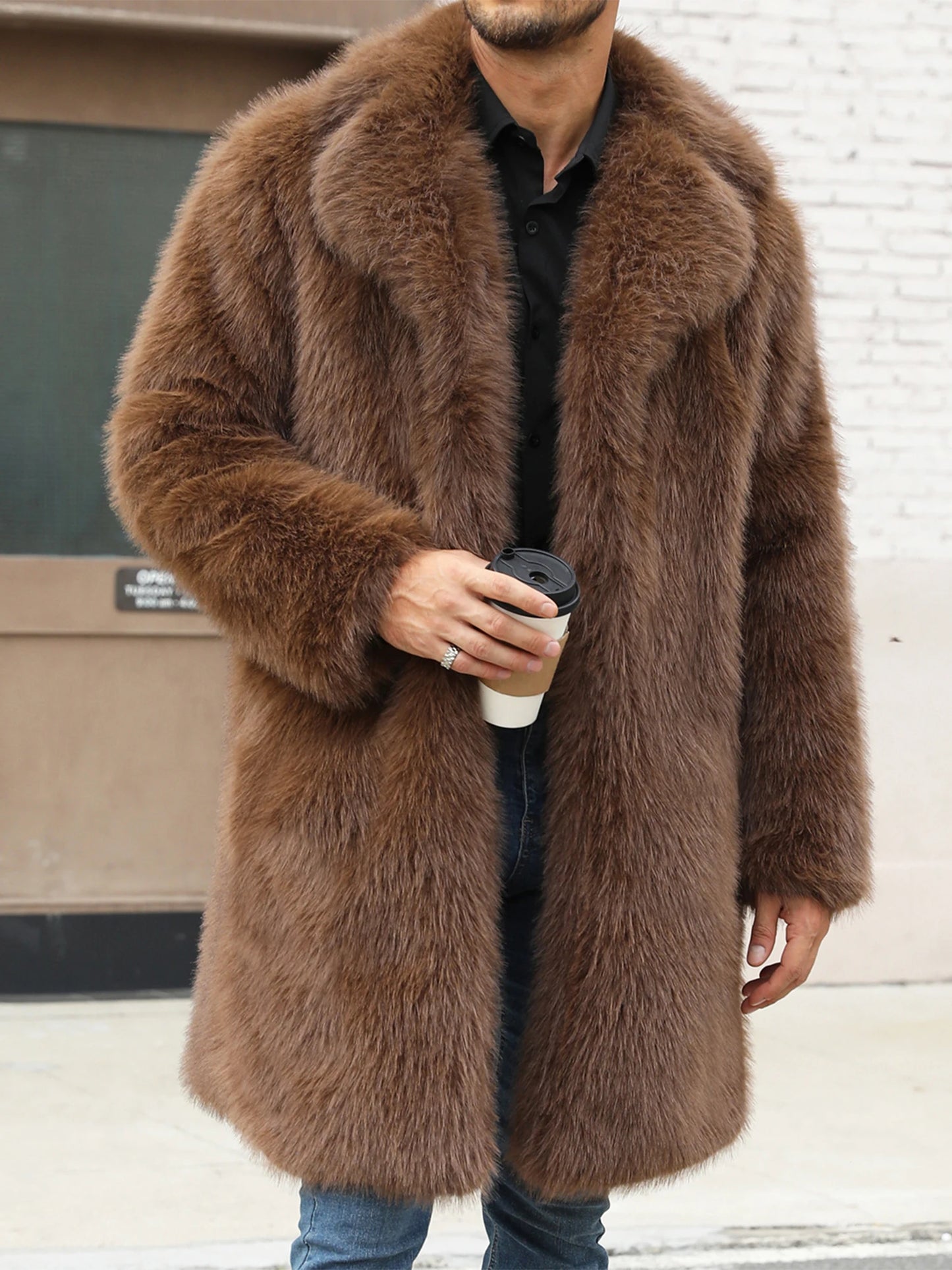 Guangdong Mens Faux Fur Coat Winter Warm Outwear Jacket