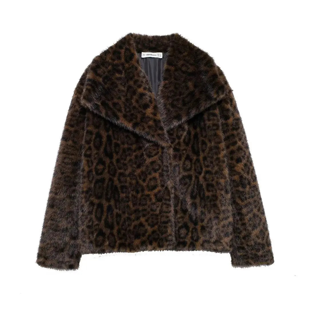 Siyang Faux Fur Coat Women Turn Down Collar Winter Streetwear