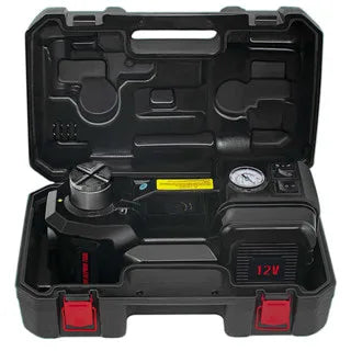 FOVOW 12V 5Ton Electric Hydraulic Floor Jack 3 In 1 Tire Inflator Flashlight