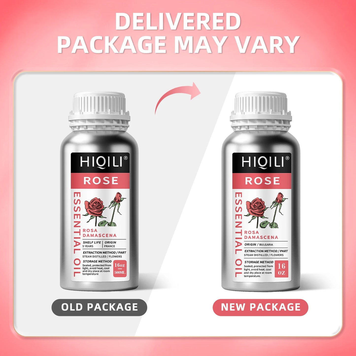 HIQILI Pure Rose Essential Oil for Diffuser Aromatherapy Skin Care