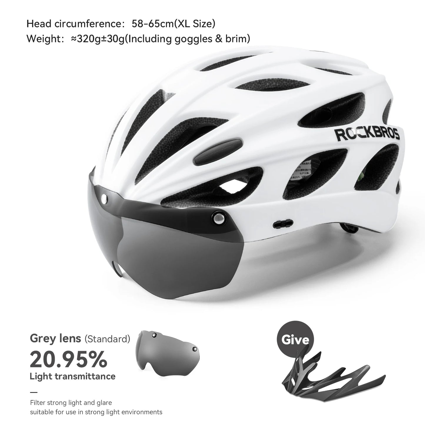 ROCKBROS Cycling Helmet With Integrated Goggles Lightweight Head Protection