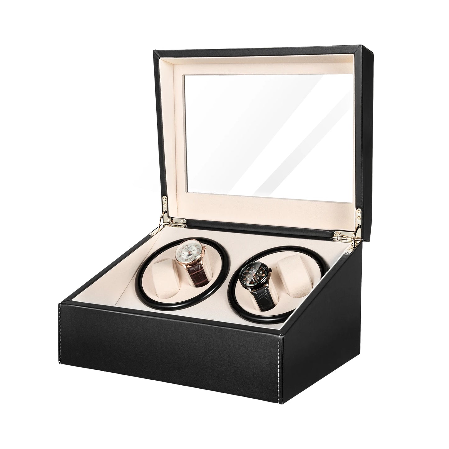 Automatic Watch Winder Box PU Leather Jewelry Display Case