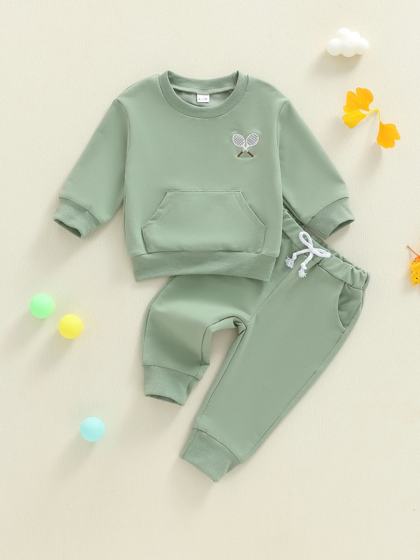 Boys 2-Piece Cotton Set With Embroidered Sweatshirt And Sweatpants