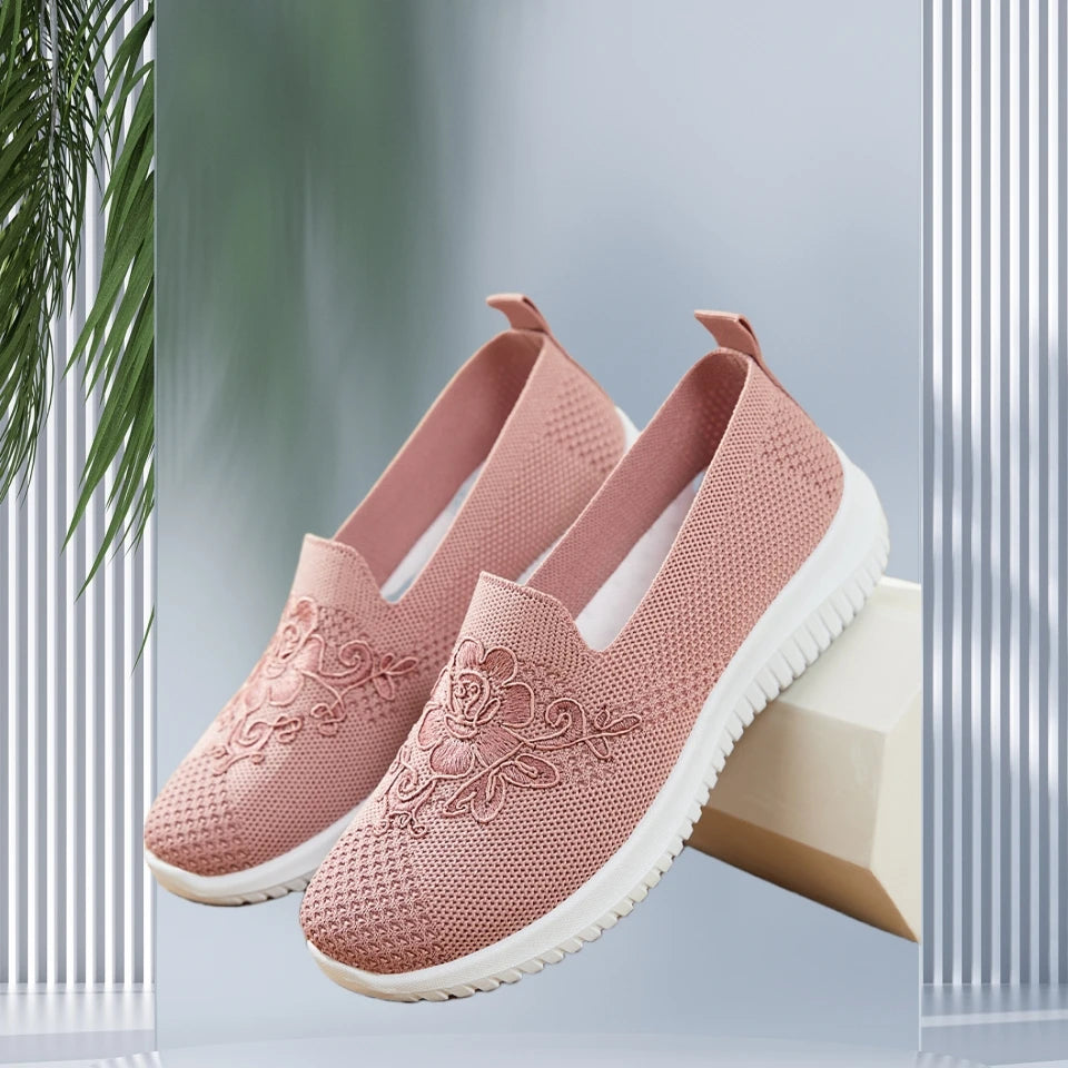 Women Breathable Hollow Mesh Flat Shoes Slip On Casual Loafers