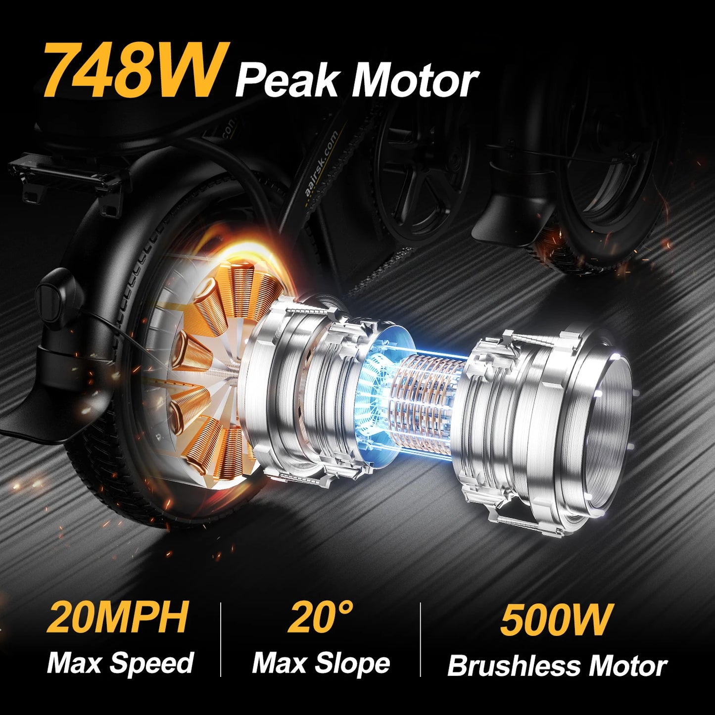 Aairsk F6 Adult E-bike 500W Motor Ebike 480WH10Ah Battery Electric Bike 14 Inch Tire Women's Electric bicycle