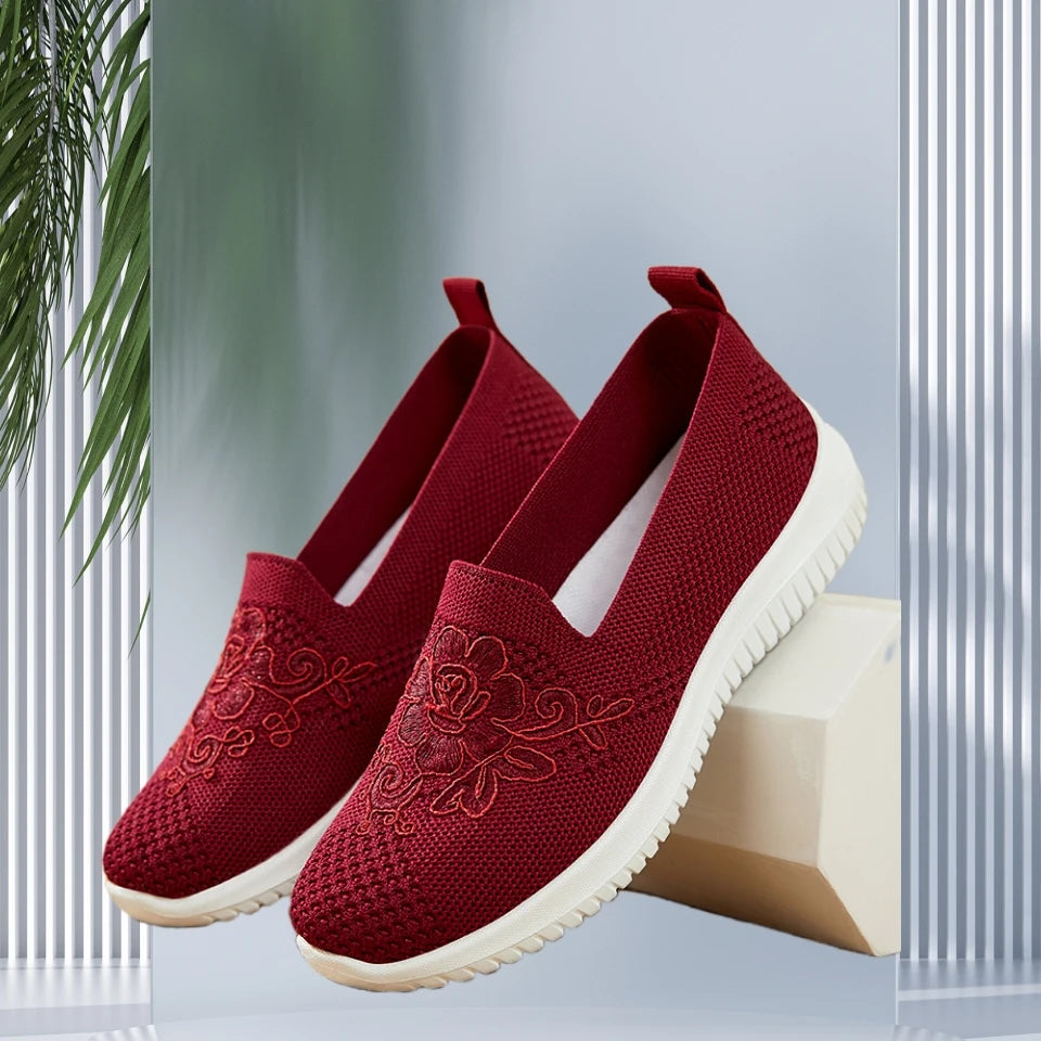 Women Breathable Hollow Mesh Flat Shoes Slip On Casual Loafers