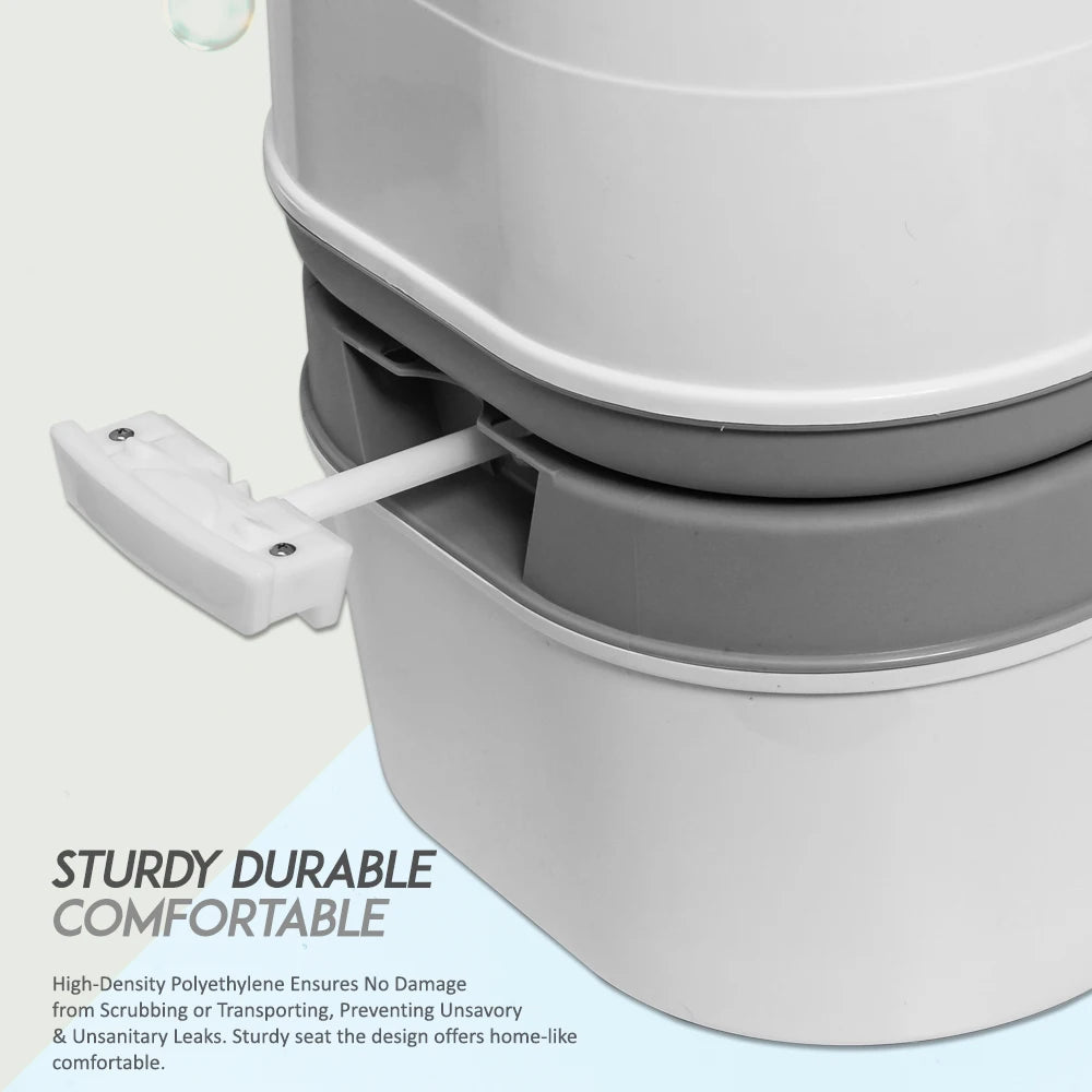 Portable Camping Toilet With Tissue Storage And Leakproof Pump