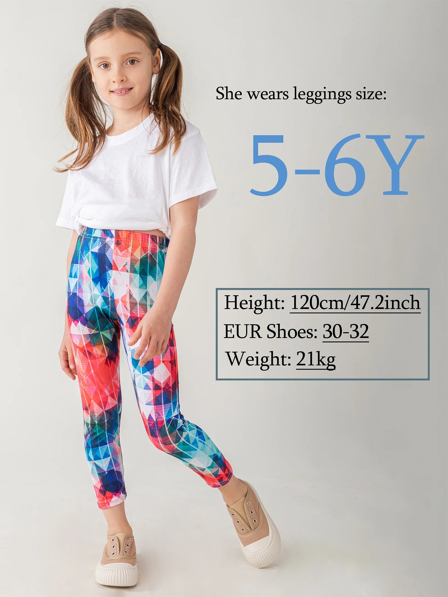 NONECN Girls Leggings Set Six Designs Flower Prints Fashionable