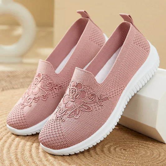 Women Breathable Hollow Mesh Flat Shoes Slip On Casual Loafers