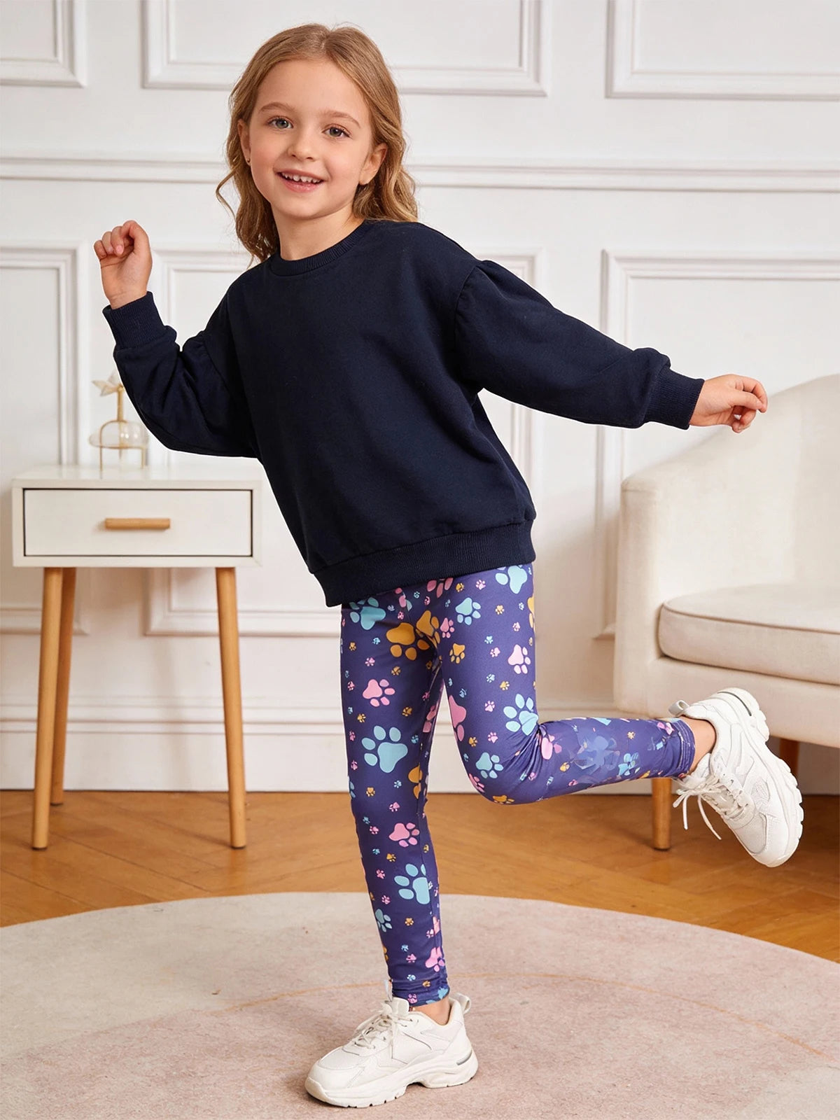 NONECN Girls Leggings Set Six Designs Flower Prints Fashionable