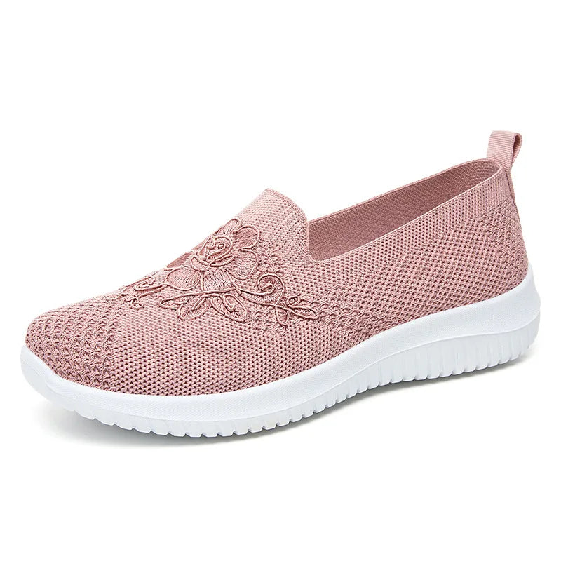 Women Breathable Hollow Mesh Flat Shoes Slip On Casual Loafers