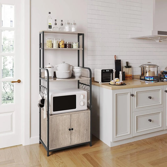 Kitchen Baker Rack With Storage Shelves And Cabinet