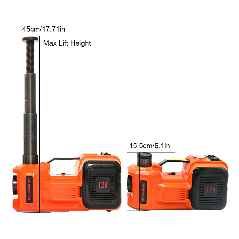 FOVOW 12V 5Ton Electric Hydraulic Floor Jack 3 In 1 Tire Inflator Flashlight