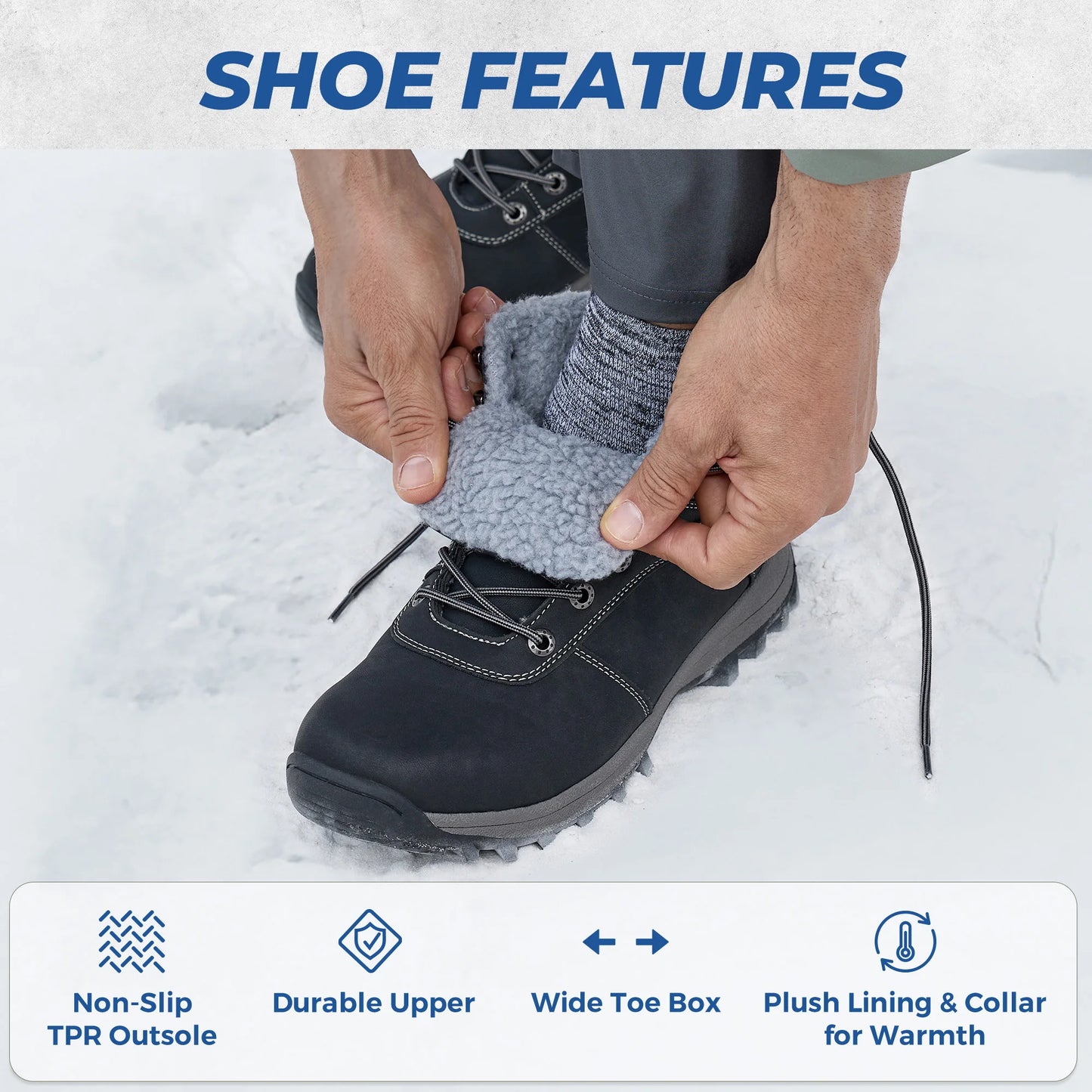 Winter Snow Boots For Men Warm Anti Slip Lightweight Footwear