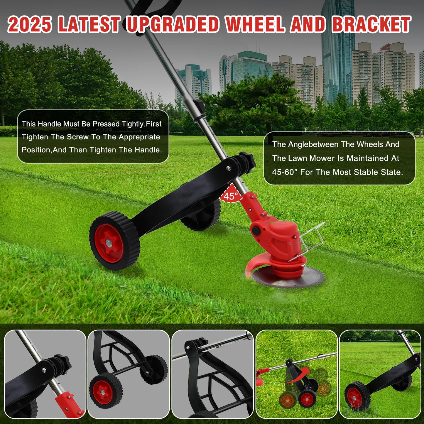 21V Cordless Weed Wacker Trimmer With Wheels 3 In 1