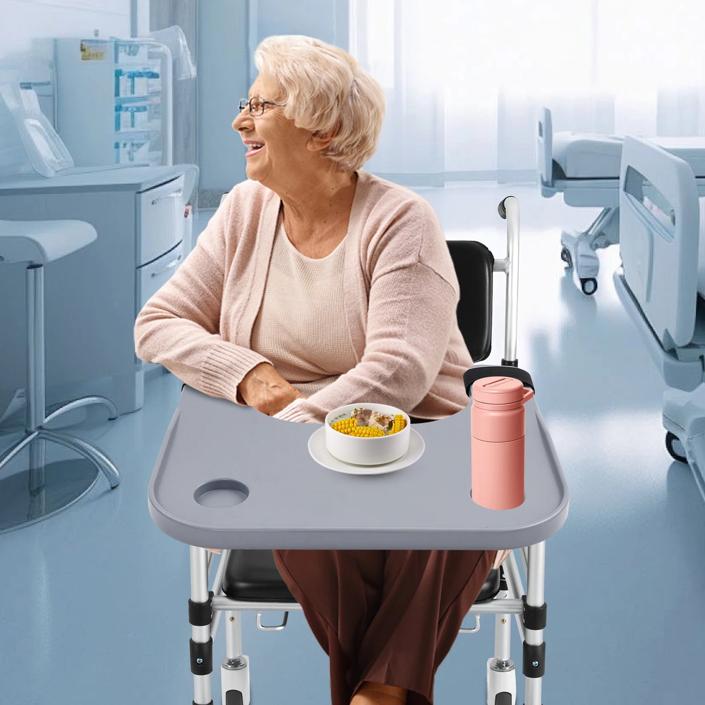 Detachable Wheelchair Tray Table With Cup Holder For Eating
