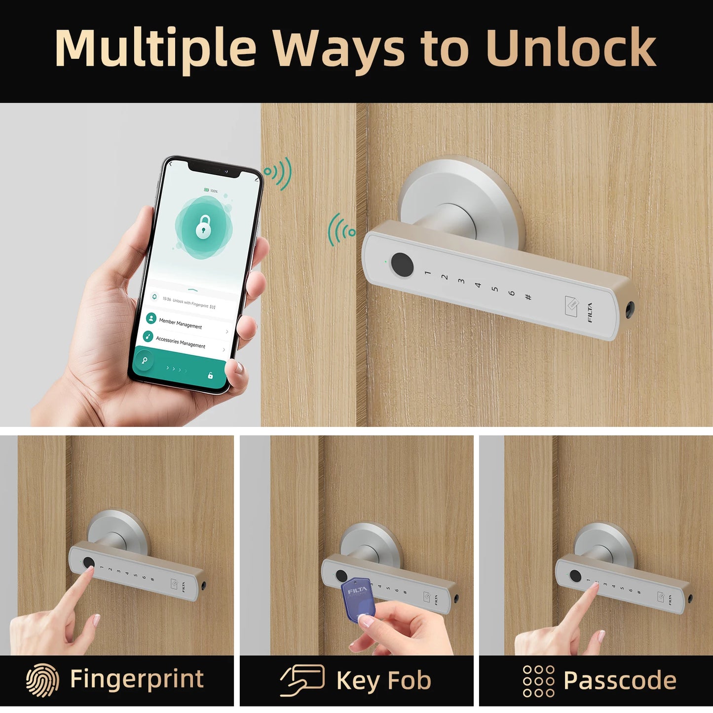 Viladepot Smart Lock Fingerprint Door Lock With Bluetooth App Control