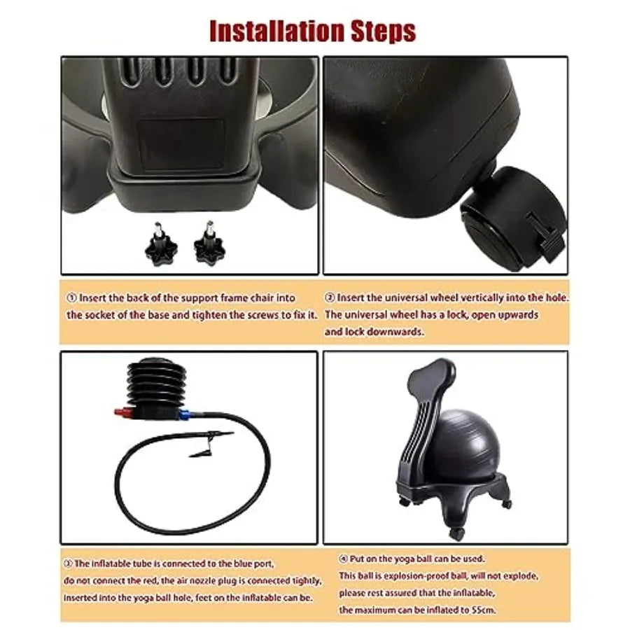 XMSJ Ergonomic Office Yoga Ball Chair with Wheels for Posture