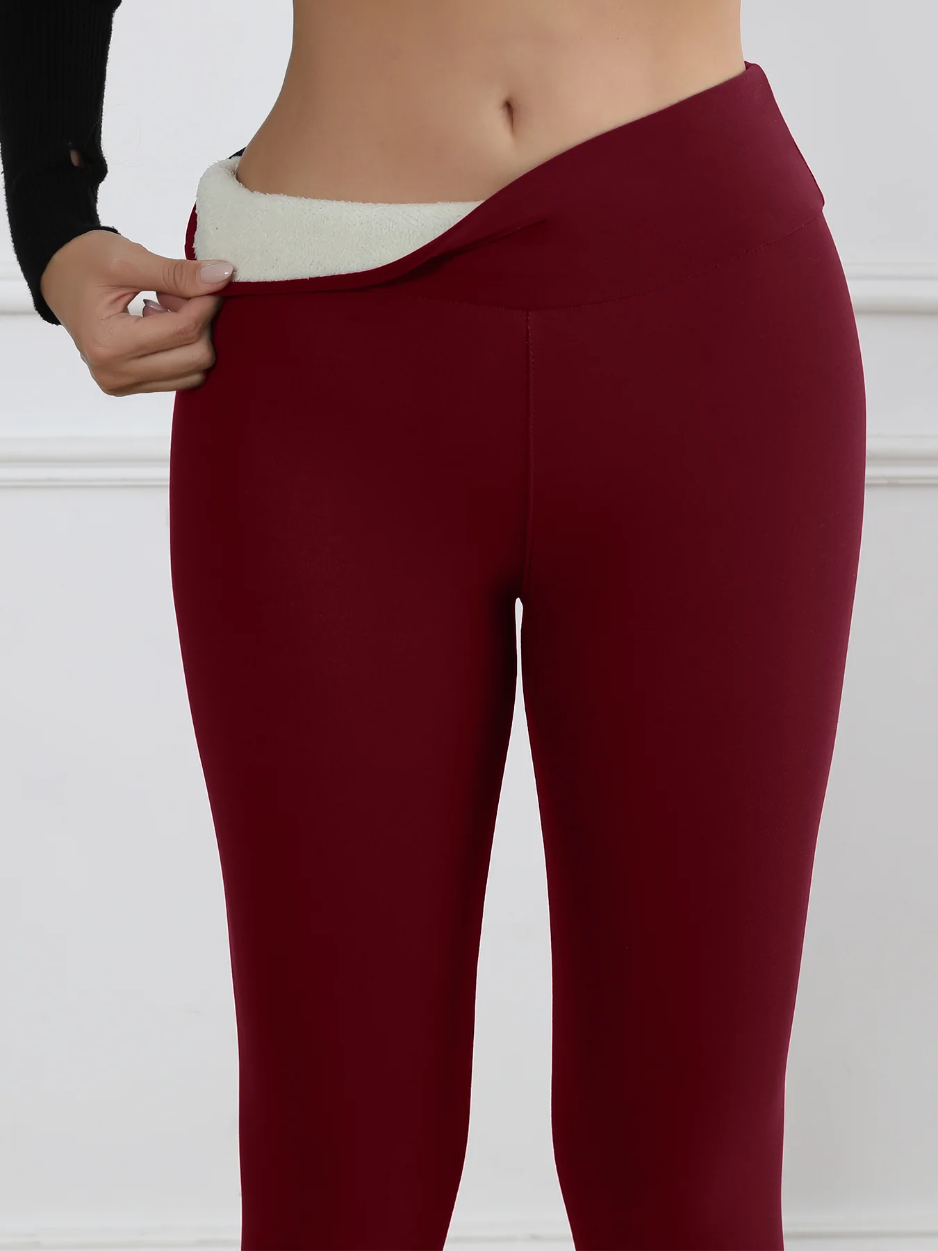 Thermal Fleece Leggings Women High Waist Tummy Control Knit