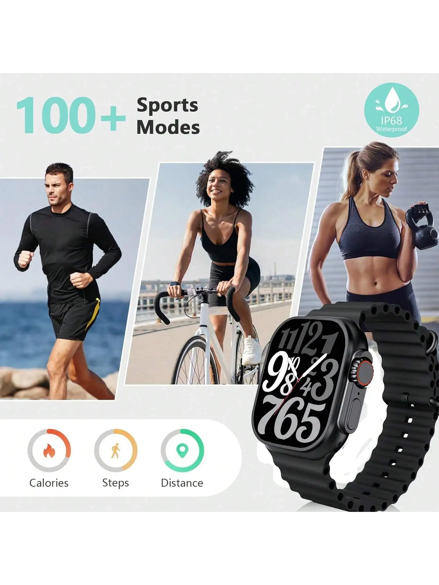 Smartwatch With Case And Seven Bands Bluetooth Calling Fitness Tracker