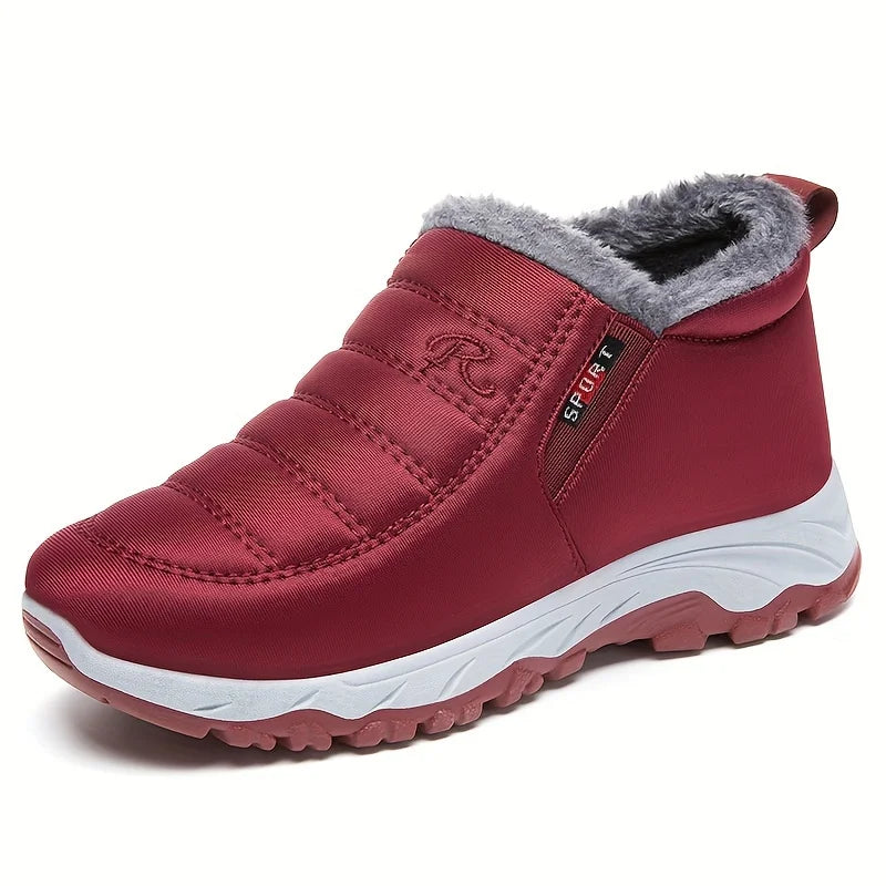 Women Fleece Lined Snow Boots Waterproof Slip On Ankle Boots