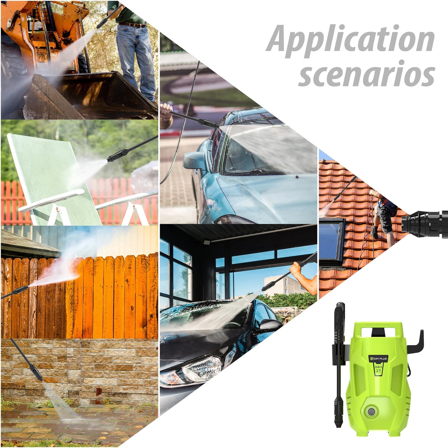 DayPlus High Pressure Washer Cleaner 1.32GPM Multi Function Jet Nozzle