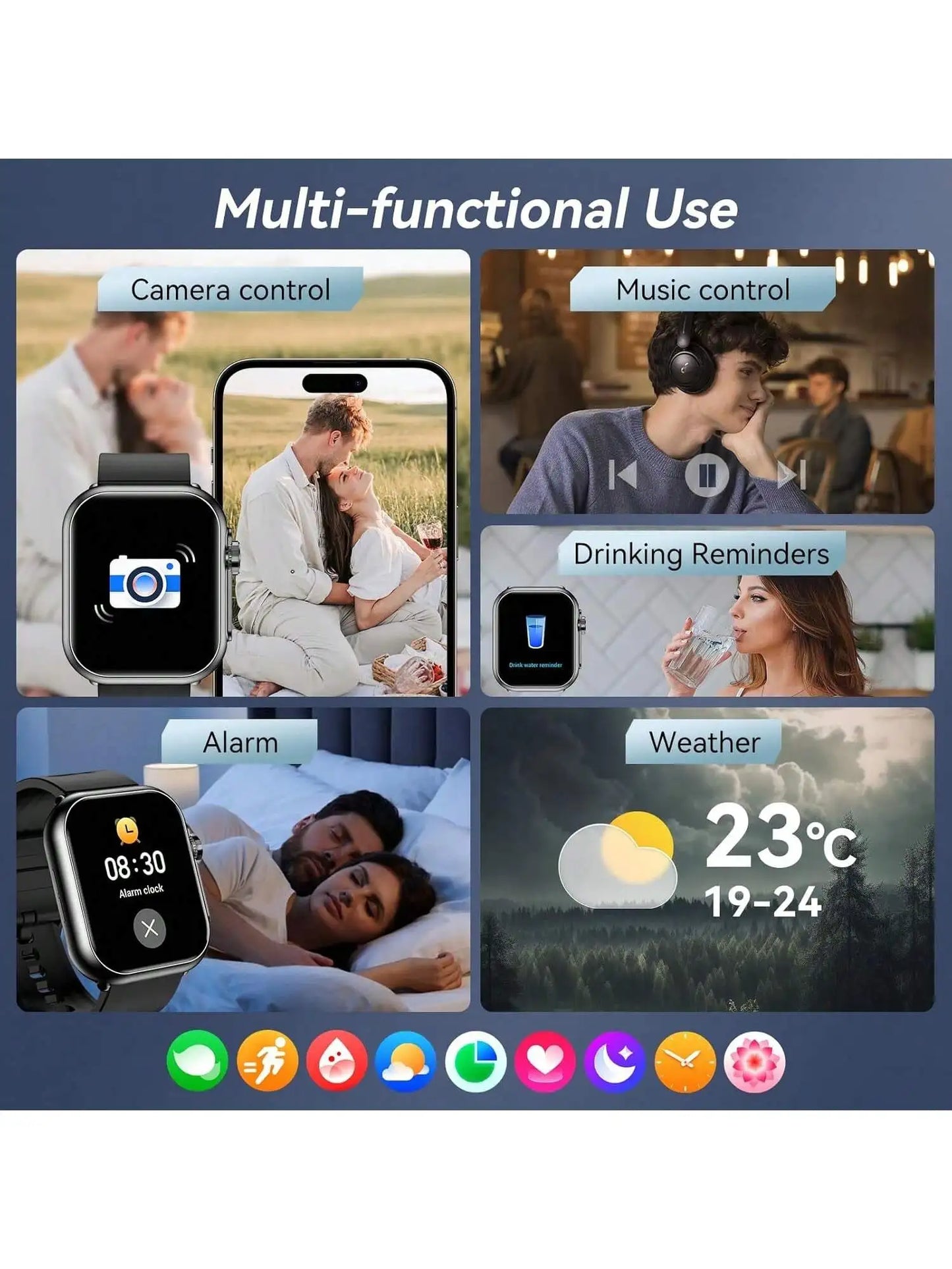 Smartwatch With Case And Seven Bands Bluetooth Calling Fitness Tracker