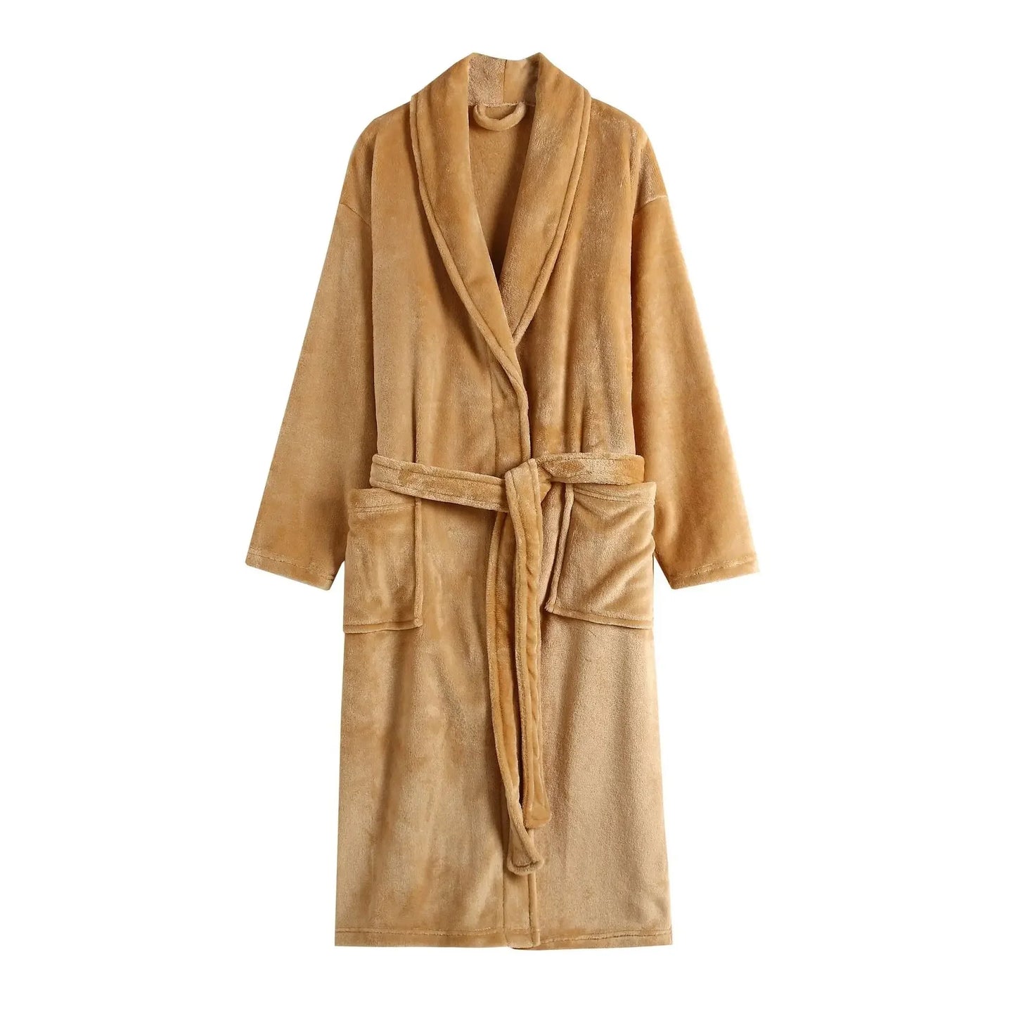 Casual Flannel Bathrobe Set For Women Two Piece Home Wear