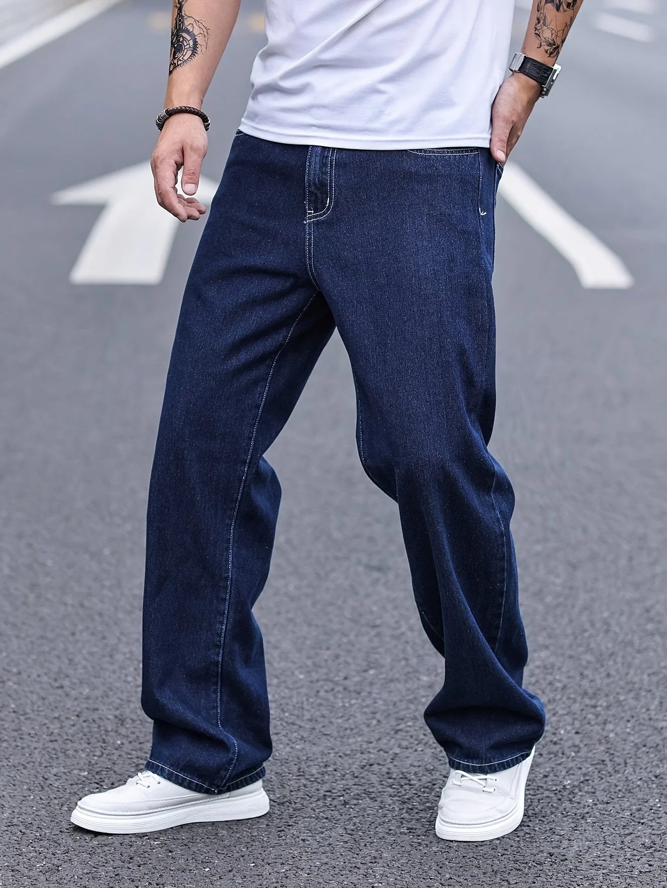 Men's Loose Cargo Jeans Hip Hop Style For Casual Wear