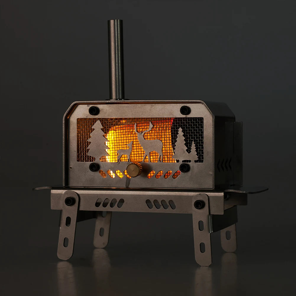Outdoor Firewood Stove With Chimney Stainless Steel Camping Wood Stove