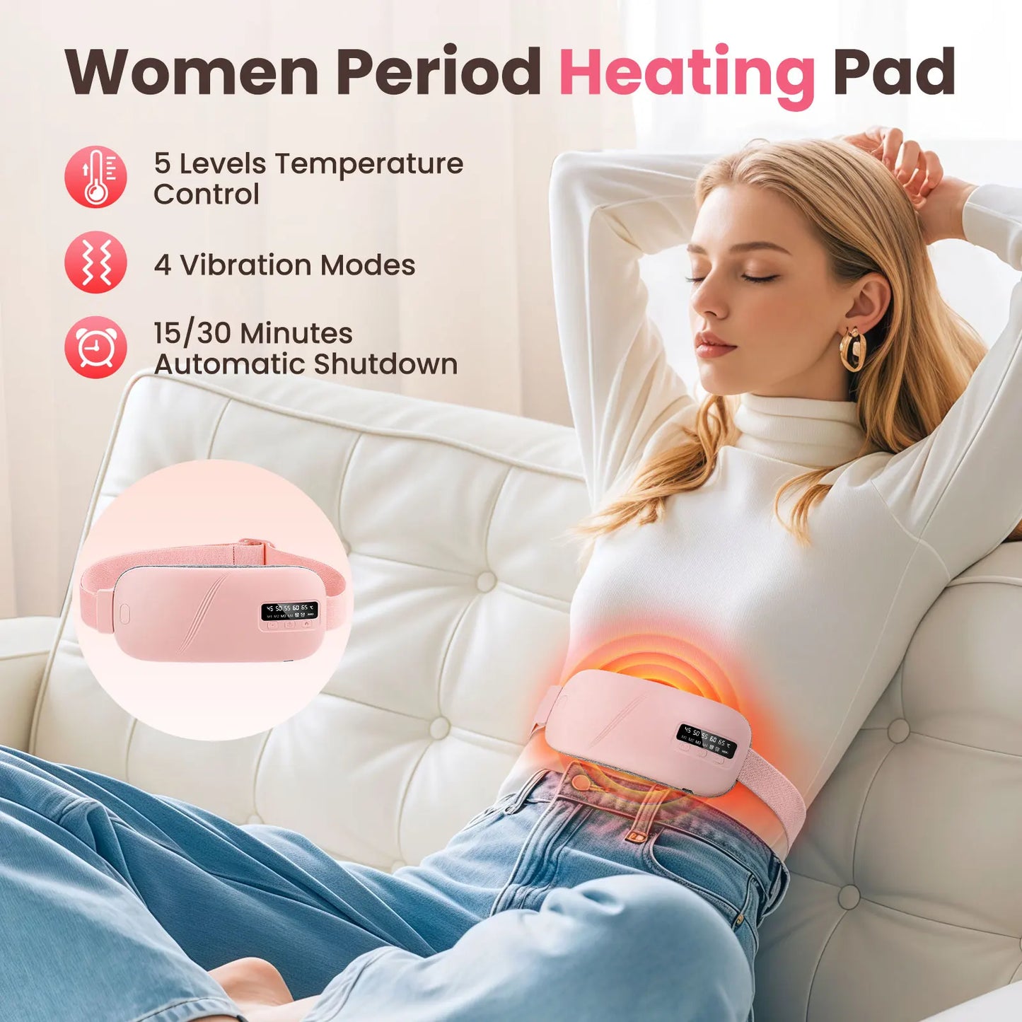 Hailicare Uterus Warming Belt Electric Thermal Pad for Period Pain