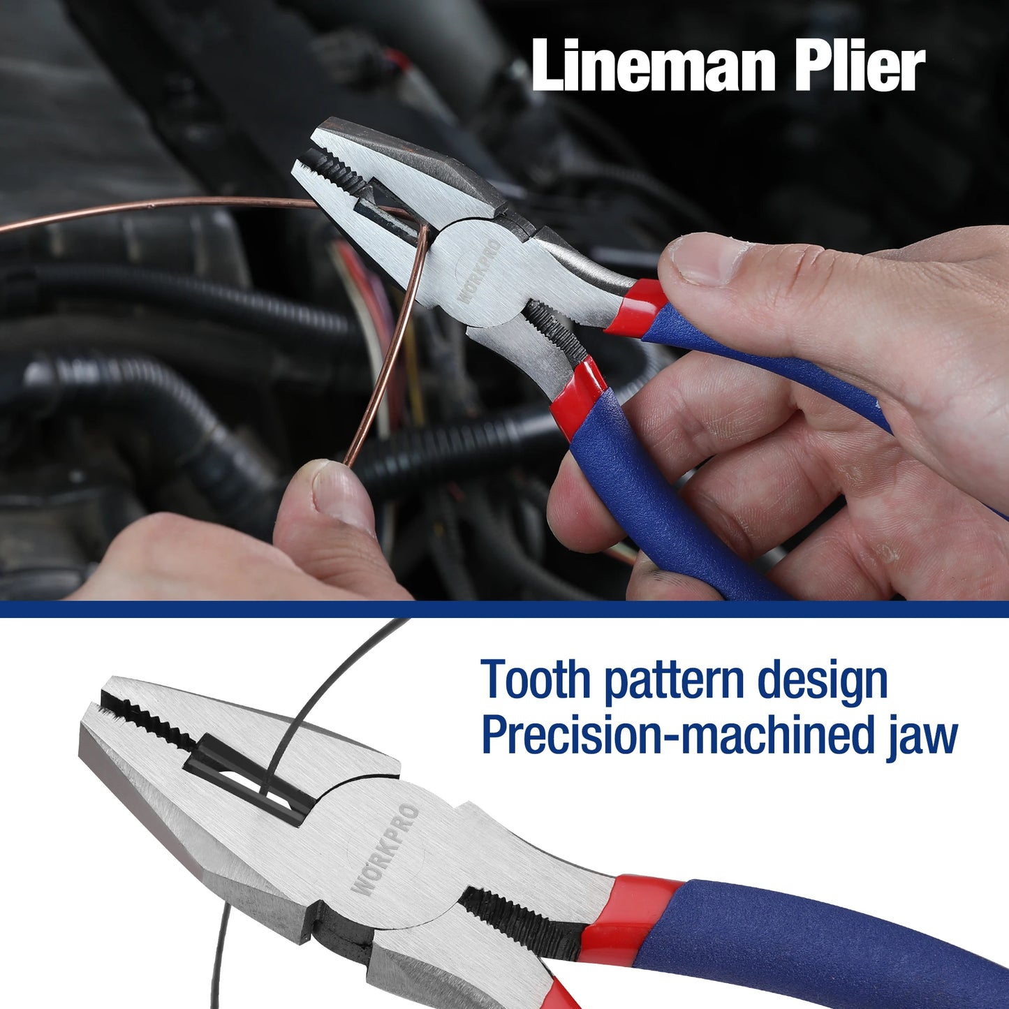 WORKPRO 7 Piece Pliers Set Groove Joint Long Nose Slip Joint Linesman Diagonal