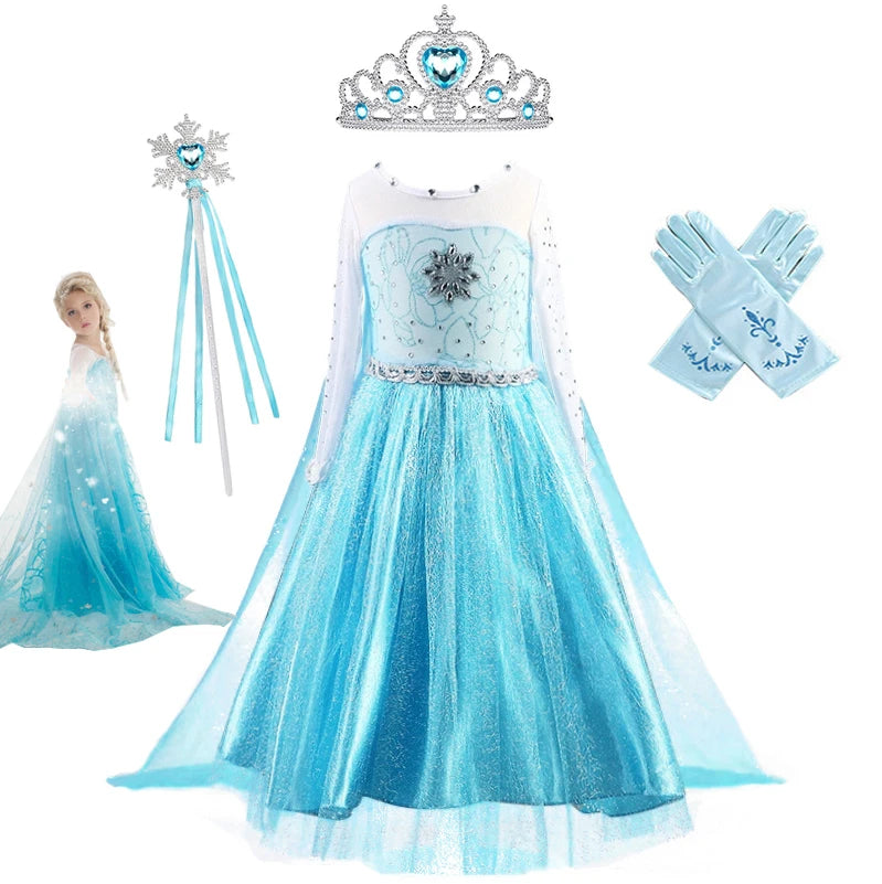 Piggy Dream Elsa Princess Dress Baby Girls Snow Queen Cosplay