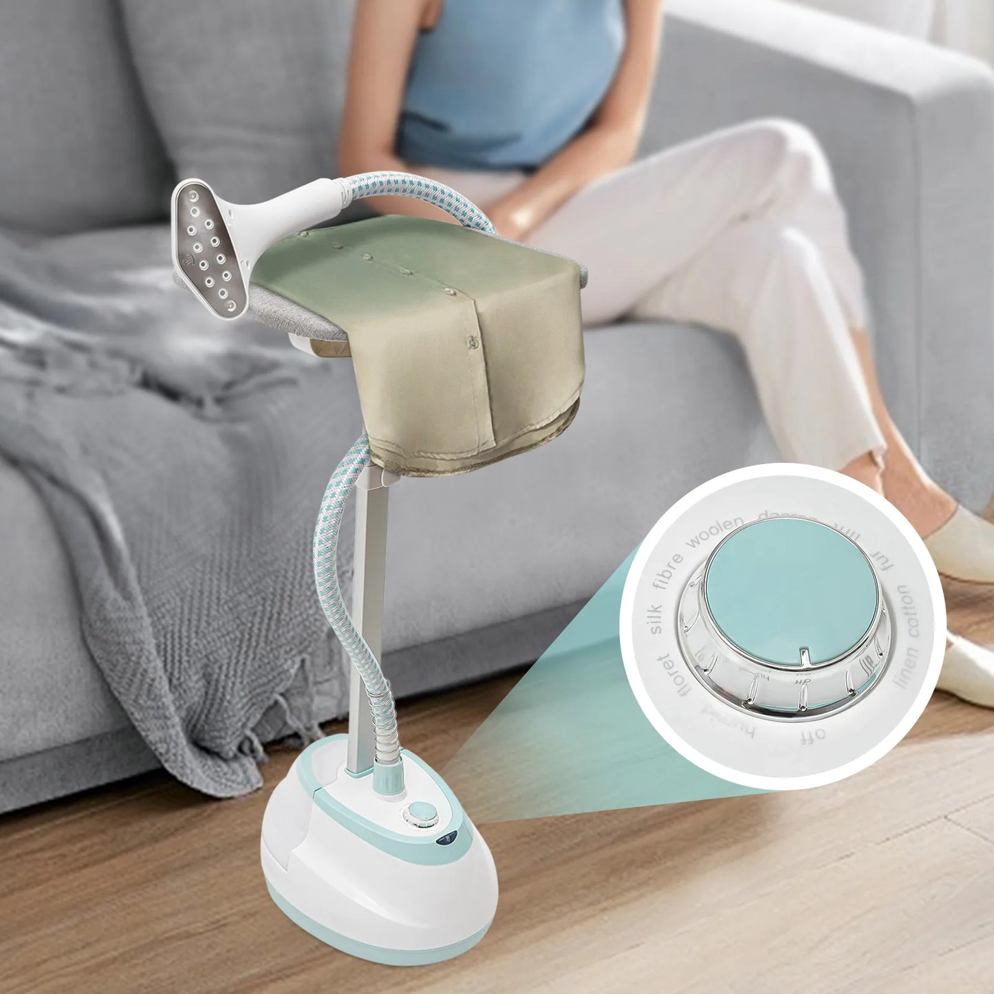 Sweetmile 1350W Standing Garment Steamer With Ironing Board Remove Wrinkles