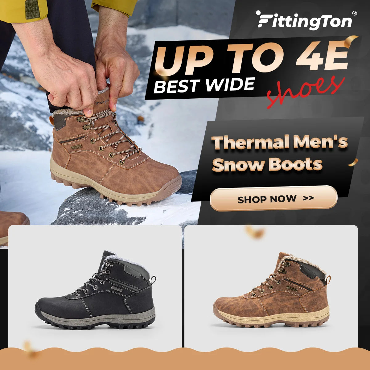 Winter Snow Boots For Men Warm Anti Slip Lightweight Footwear