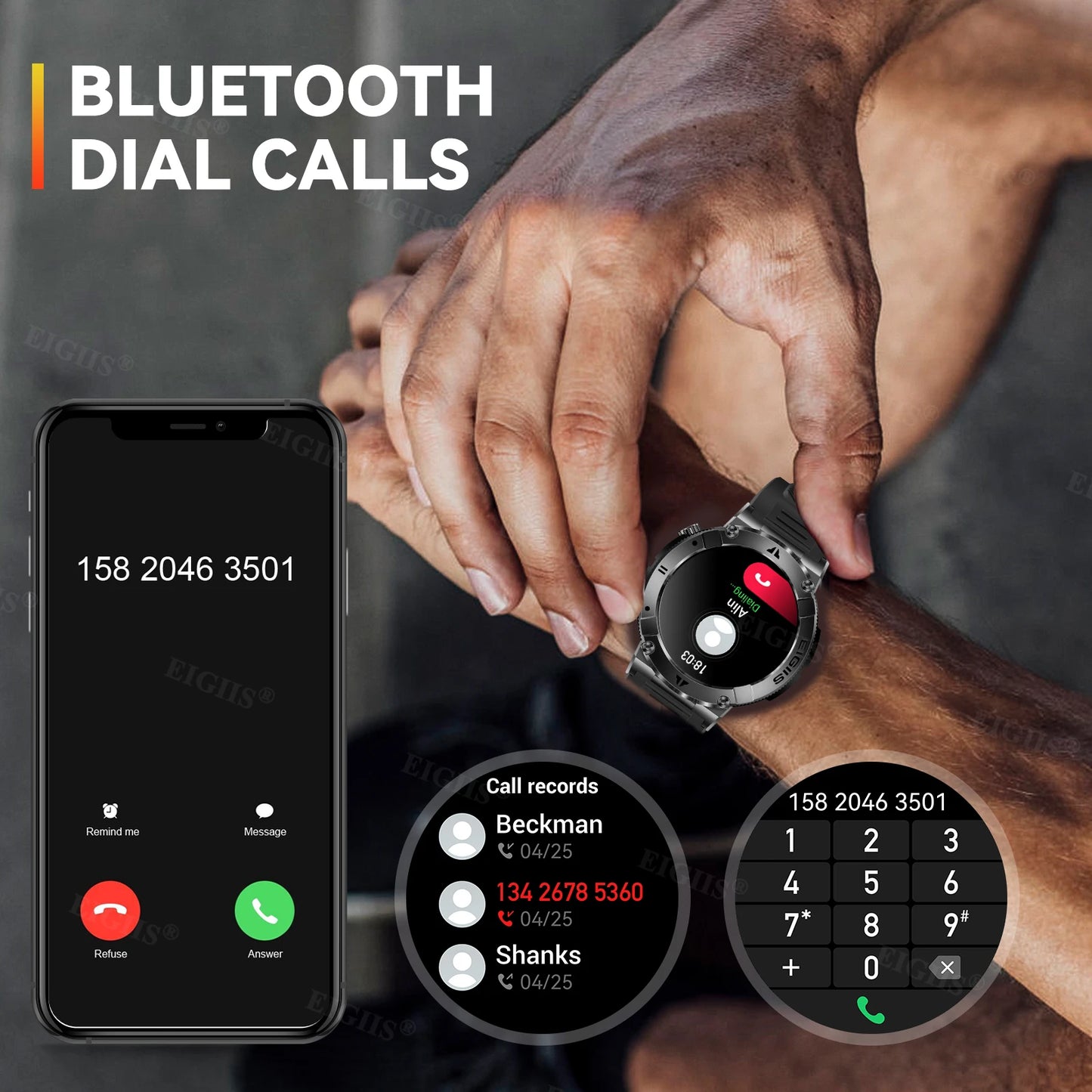 LaNikar Smart Watch Blood Pressure Monitor Bluetooth Call TFT Display