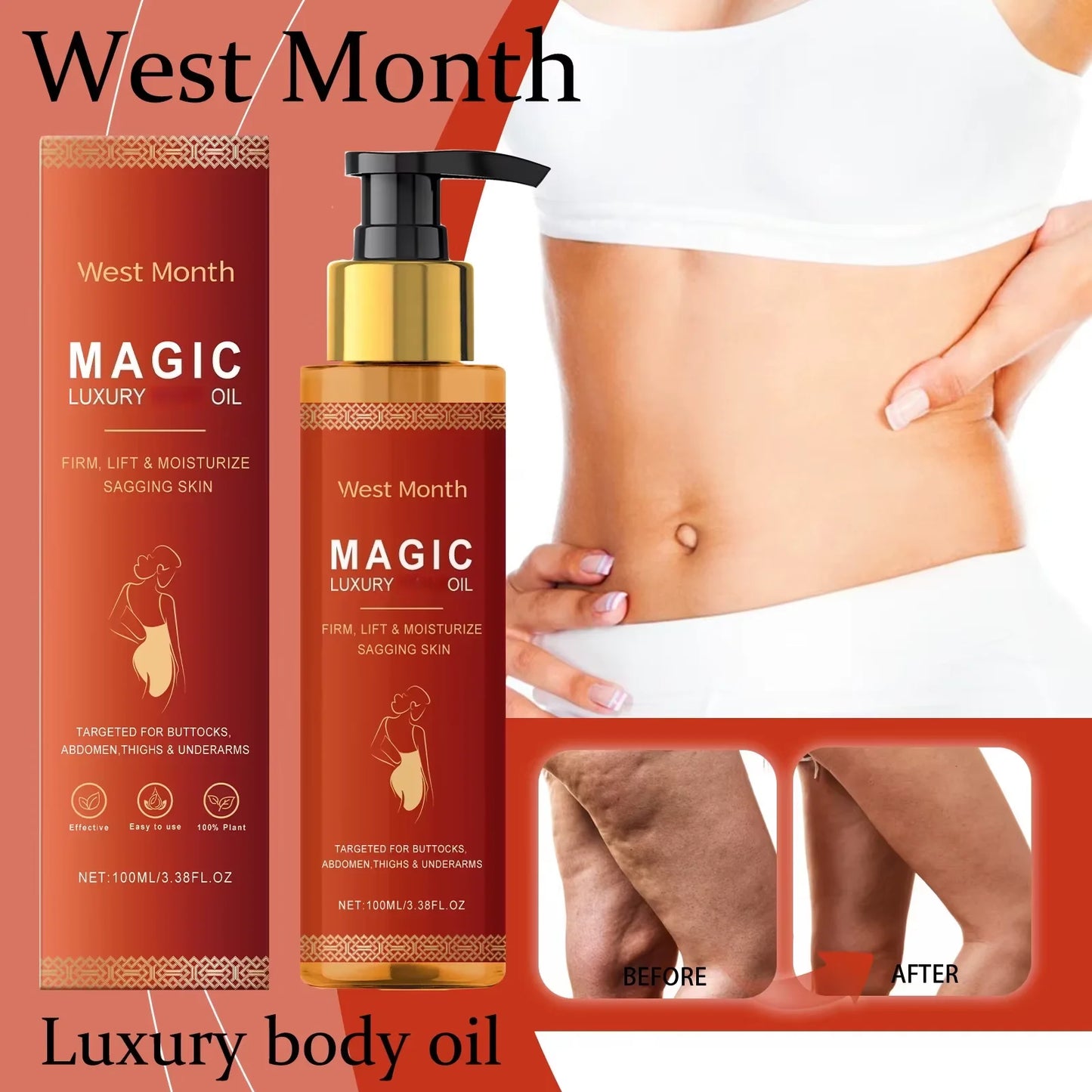 West&Month Firming Body Oil For Glowing Skin And Cellulite