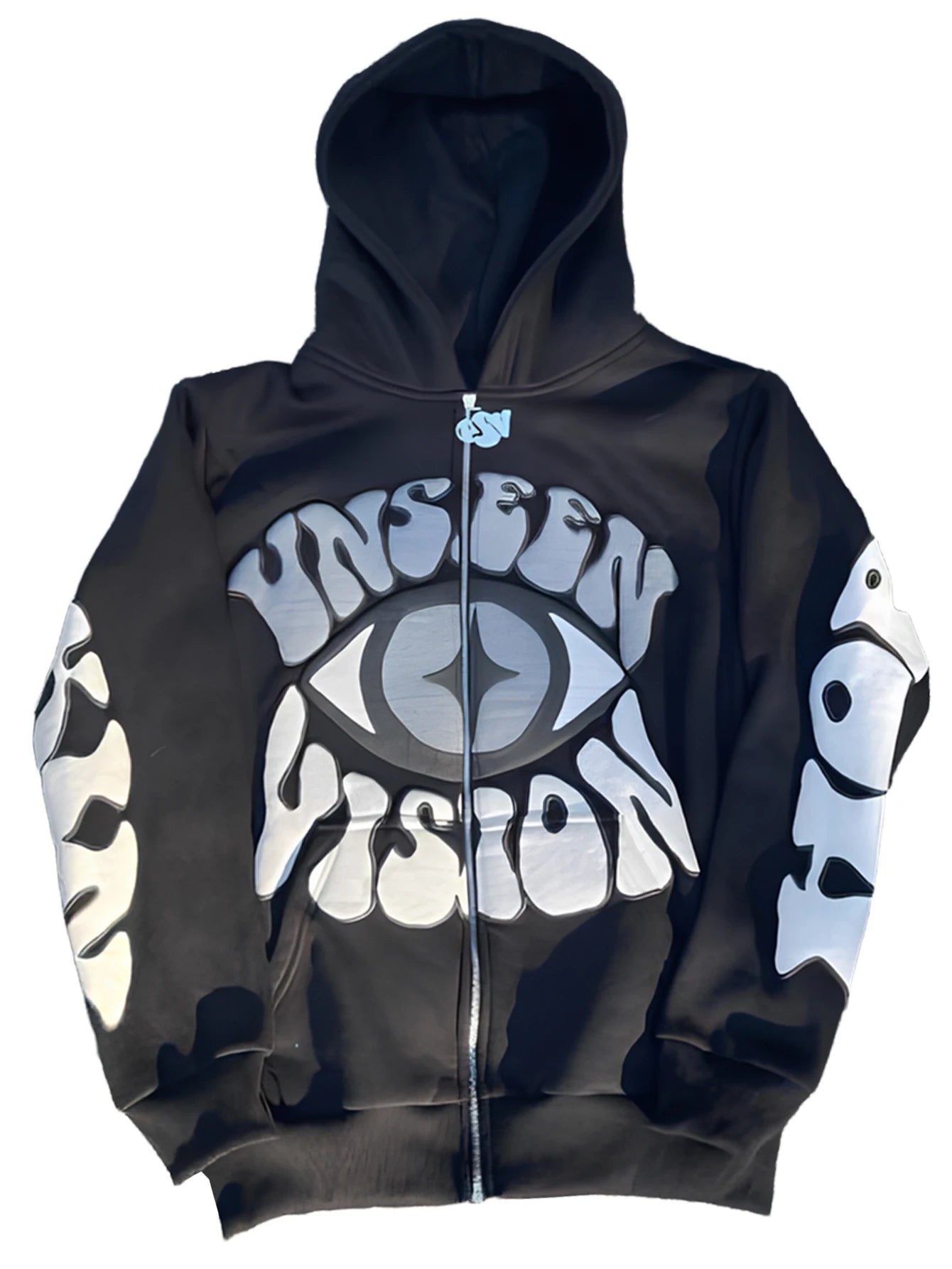 Unseen Vision Eye Pattern Zip Up Hoodie Jacket For Men