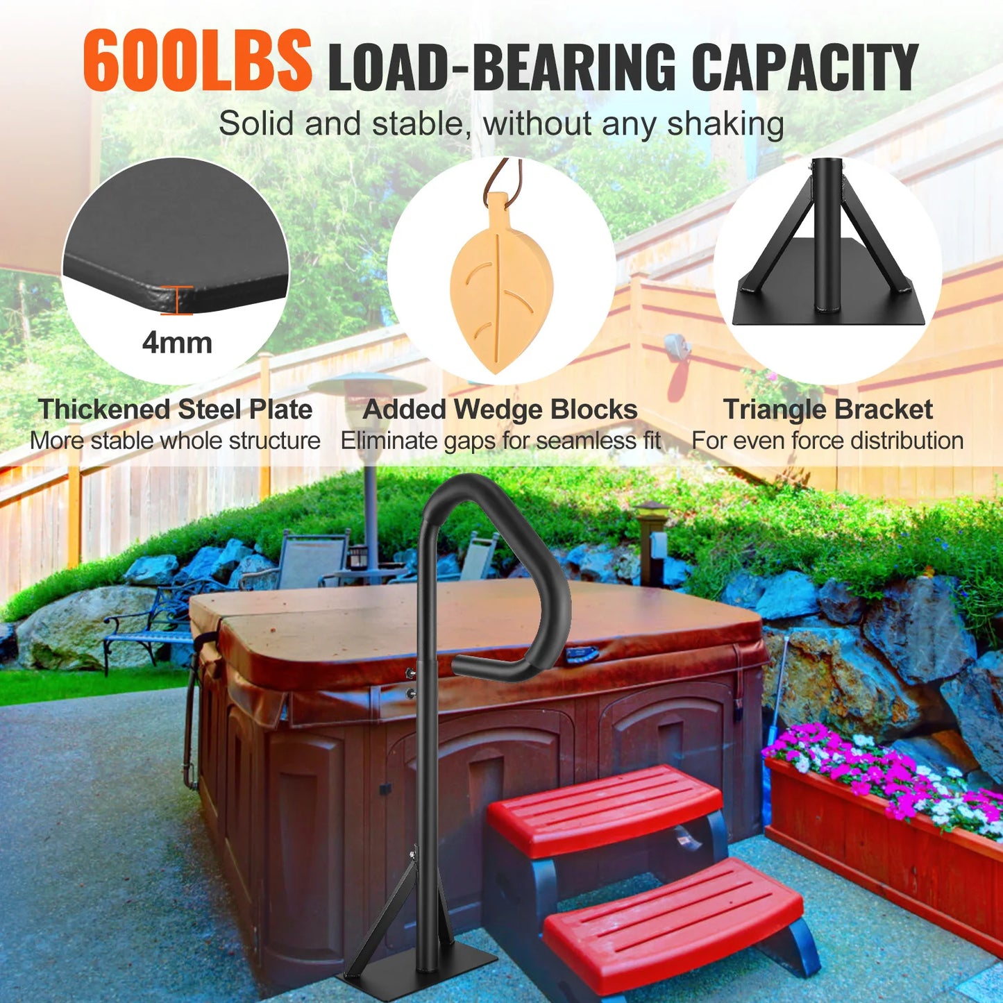 360 Rotatable Hot Tub Handrail With Adjustable Height Mount