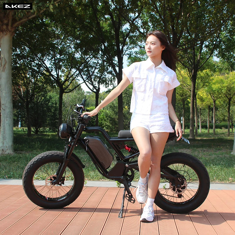 US Warehouse | 1500W 48V 18Ah Vintage Electric bike for Adults, Fat Tire Lithium Battery E-Bike with Suspension Fork