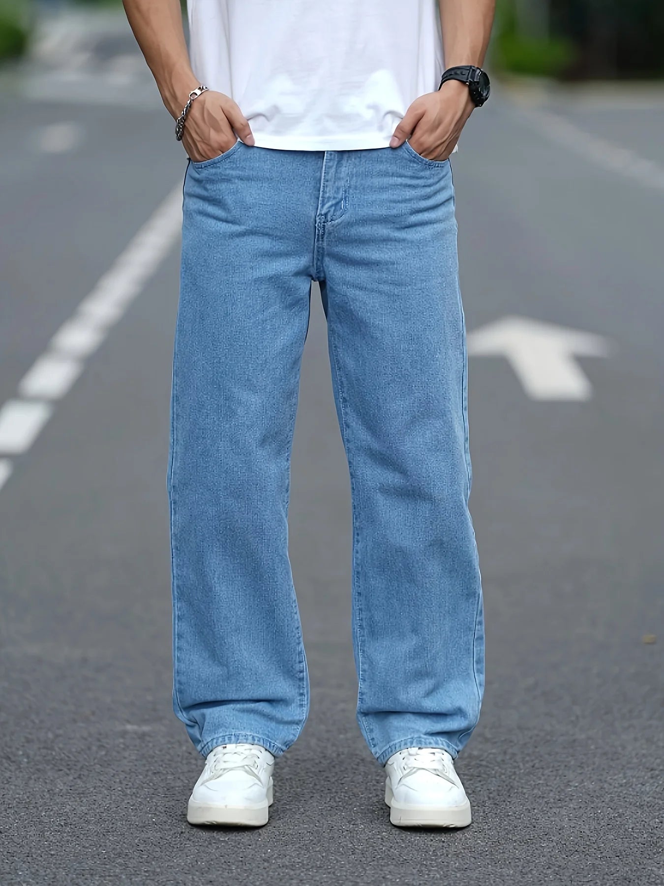 Men's Loose Cargo Jeans Hip Hop Style For Casual Wear