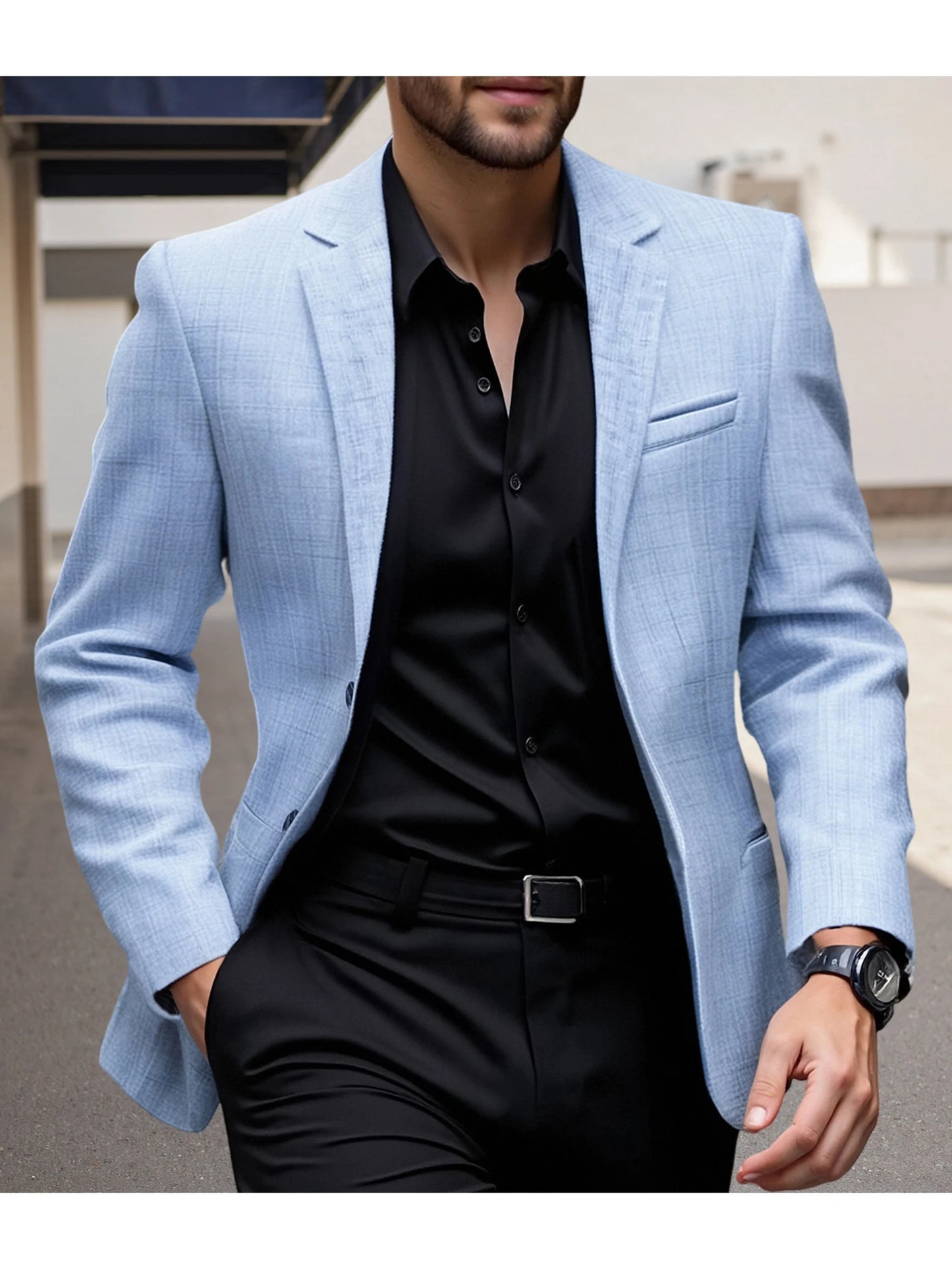 Men's Fit Casual Blazer With Notched Lapel Button Closure