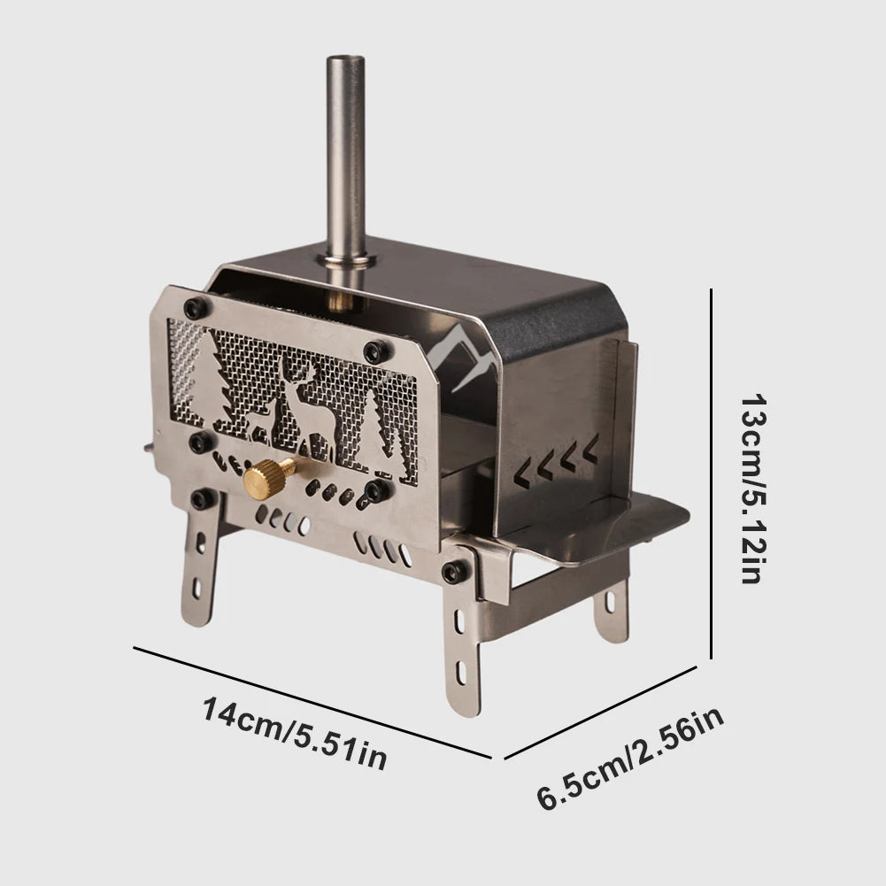 Outdoor Firewood Stove With Chimney Stainless Steel Camping Wood Stove