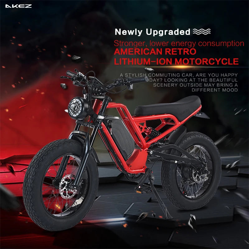US Warehouse | 1500W 48V 18Ah Vintage Electric bike for Adults, Fat Tire Lithium Battery E-Bike with Suspension Fork